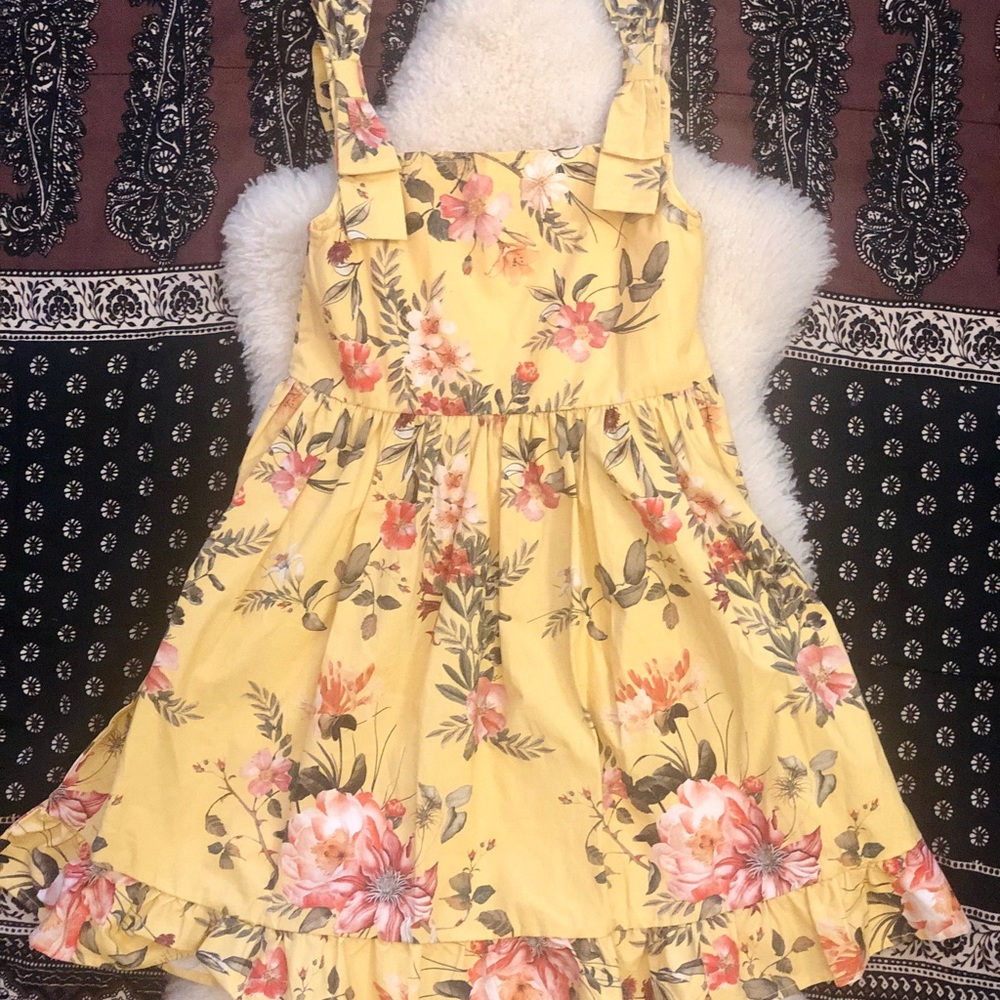 Girls Baby Edgehill Collection Yellow Floral Print Summer Dress; Size 5